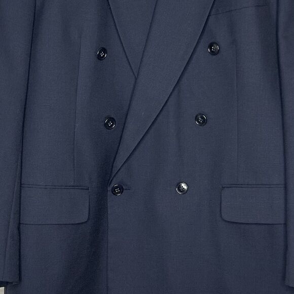 Vtg Jones New York Blazer 100% Wool 44R Navy Blue Double Breasted Sport Coat - Picture 3 of 10